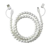 Generico Beaded Charging Cords, Biographyn 4-in-1 Beaded Charging Cord Fast Charging Cable Multi Charging Cable for Multi-Device Use, for All Device USB C & Type C (White)