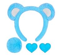 Generico Bear Costume Accessories, Animal Ears Headband Tail Kit, Plush Cute Cosplay Party Props With Bow Tie Wristbands Soft Lightweight Dress Up Set For Birthday Photo Booth Holiday Outfit