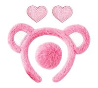 Generico Bear Costume Headband - 4 Pieces Plush Unisex Photo Props, Bear Ears Headband Set | For Daily Indoor Outdoor Home Vacation Party Birthday Holiday Thanksgiving Valentine's Day