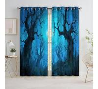 Generico Bedroom Tende oscuranti 117L x 138A cm 2 Pannelli, Arte Digitale Foresta Albero Antico Occhielli Termoisolanti Blu Tende Anti-sbiadimento in Poliestere per la Camera dei Bambini