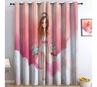 Generico Bedroom Tende oscuranti 117L x 183A cm 2 Pannelli, Acquerello Cartoon Ragazza Sull’Altalena Occhielli Termoisolanti Rosa Tende Anti-sbiadimento in Poliestere per la Camera dei Bambini