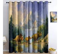 Generico Bedroom Tende oscuranti 117L x 183A cm 2 Pannelli, Arte Digitale Montagne Tre Draghi Occhielli Termoisolanti Bianco Tende Anti-sbiadimento in Poliestere per la Camera dei Bambini