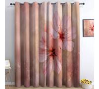 Generico Bedroom Tende oscuranti 140L x 245A cm 2 Pannelli, Arte Digitale Fiori Rosa Occhielli Termoisolanti Rosa Tende Anti-sbiadimento in Poliestere per la Camera dei Bambini