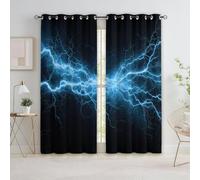 Generico Bedroom Tende oscuranti 75L x 166A cm 2 Pannelli, Fotografia Sfondo Con Fulmine Occhielli Termoisolanti Nero Tende Anti-sbiadimento in Poliestere per la Camera dei Bambini