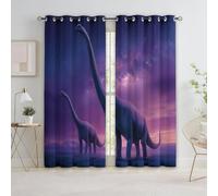 Generico Bedroom Tende oscuranti 91.5L x 214A cm 2 Pannelli, Arte Digitale Brachiosauro Occhielli Termoisolanti Viola Tende Anti-sbiadimento in Poliestere per la Camera dei Bambini