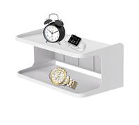 Generico Bedside Wall Shelf - ABS Double Tray 25x12x10cm Space-Saving | Multifunctional Wall Shelf with Phone Holder, Organizer, Storage, Bedroom Essentials | Bathroom, Dorm Room