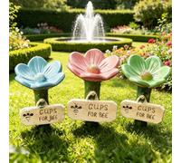 Generico Bee Watering Station for Garden,Handmade Ceramic Mini Pollinator Watering Station,Butterfly Drinking Cup Bees Bath Bowl Gardens Stakes,for Patio, Lawn, Yard, Outdoor Decor