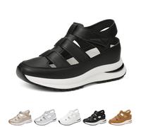 Generico Beelovy Orthopedic Sandals for Women-Soft Adjustable Plus Size Hollow-Out Casual Sandals - Hook & Loop, Comfort Fit (Black,37)