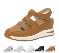 Generico Beelovy Orthopedic Sandals for Women-Soft Adjustable Plus Size Hollow-Out Casual Sandals - Hook & Loop, Comfort Fit (Brown,41)