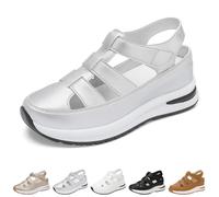 Generico Beelovy Orthopedic Sandals for Women-Soft Adjustable Plus Size Hollow-Out Casual Sandals - Hook & Loop, Comfort Fit (Sliver,39)