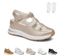 Generico Beelovy Orthopedic Sandals for Women, Women’s Soft Adjustable Sandals-Hook & Loop, Adjustable for Wide & Narrow Feet (gold,40)