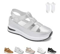 Generico Beelovy Orthopedic Sandals for Women, Women’s Soft Adjustable Sandals-Hook & Loop, Adjustable for Wide & Narrow Feet (Silver,36)