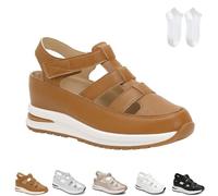 Generico Beelovy Orthopedic Sandals for Women, Women’s Soft Adjustable Sandals-Hook & Loop, Adjustable for Wide & Narrow Feet (brown,41)