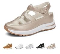 Generico Beelovy Orthopedic Sandals For Women, Women’s Soft Adjustable Sandals-Hook & Loop, Comfort Fit for Wide & Narrow Feet (Gold,43)