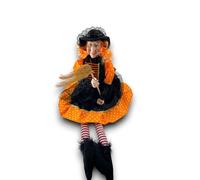 Generico Befana 60 cm Seduta - Bambola Pupazzo Decorativo con Vestito a Pois, Mantello e Scopa - Strega da Appoggio per Epifania e Halloween