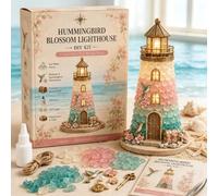 Generico Beginner-Friendly DIY Lighted Sea Glass-Style Lighthouse Kit Collection,DIY Lighted Lighthouse Craft Kit with Pieces Pearls, Handmade Ocean Beach Home Decor Gift for Craft Lovers