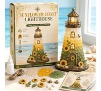 Generico Beginner-Friendly DIY Lighted Sea Glass-Style Lighthouse Kit Collection,DIY Lighted Lighthouse Craft Kit with Pieces Pearls, Handmade Ocean Beach Home Decor Gift for Craft Lovers