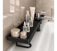 Generico Behind the Faucet Sink Organizer Shelf, No-Drill Bathroom Countertop Storage Rack, Freestanding Over Faucet Storage Shelf with Drainage Design for Bathroom & Kitchen (Black)