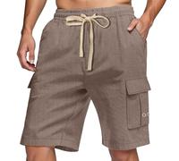 Generico Bermuda Cargo A Tinta Unita per Uomo Estivi Modello Leggeri E Comodi con Tasche per attività Estive E Uscite Casual Pantaloni Corti Sportivi(Khaki, L)