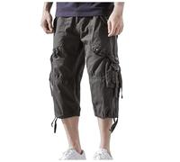 Generico Bermuda Cargo Uomo Estivi - Pantaloni 3/4 Uomo Cargo Pantaloni Pinocchietto per Campeggio Ed Escursionismo Pantaloncini da Lavoro con Tasche Multiple Disponibile in Molte Varianti di Colore