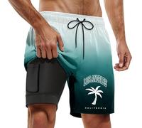 Generico Bermuda da Surf Uomo Bagno Pantaloncini Nuoto con Taschino E Coulisse Ad Asciugatura Rapida Traspirante Costume Elastico Chiusura Lampo per Il Tempo Libero all'aperto