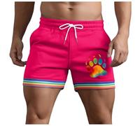 Generico Bermuda Molto Corti con Dettagli Arcobaleno E Tasche per Uomo Estivi Modello Larghi con Coulisse per Sport Corsa A Gamba Dritta E Spiaggia Pantaloni Corti Compressivi(XXXL)