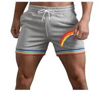 Generico Bermuda Molto Corti con Dettagli Arcobaleno E Tasche per Uomo Estivi Modello Larghi con Coulisse per Sport Corsa A Gamba Dritta E Spiaggia Pantaloni Corti Compressivi(Light Gray, XXXL)