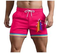 Generico Bermuda Molto Corti con Dettagli Arcobaleno E Tasche per Uomo Estivi Modello Larghi con Coulisse per Sport Corsa A Gamba Dritta E Spiaggia Pantaloni Corti Compressivi(XXXL)