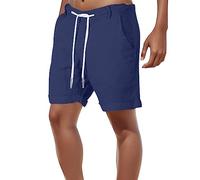 Generico Bermuda Pantaloncini da uomo, 1/2, pantaloni sportivi da uomo, corti, in cotone di lino, traspiranti, morbidi, confortevoli, da spiaggia, da uomo, da corsa, estivi