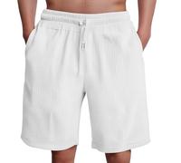 Generico Bermuda Uomo Estivi,Pantaloncini Trekking Uomo,Casual Testurizzati da Uomo,da Spiaggia alla,Aderenti,a Cinque Pantaloni,a Quadri da Neri(White,3XL)