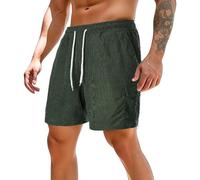 Generico Bermuda Uomo Estivi Sportivi Leggeri Pantaloni Corti Velluto a Coste con Tasche Bermuda Casual Vita Elasticizzata Eleganti Shorts Larghi Lavoro Pantaloncini Morbido Comodo Trekking Running