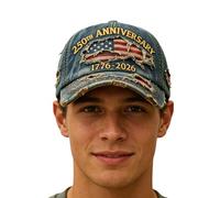Genérico Berretto Bandiera Americana | Cappelli Commemorativi 1776-2026 | Berretto Regolabile Stile Dad | per Uomo Donna Patrioti Sport All'aperto 4 Luglio Giorno 'Indipendenza Campeggio Baseball