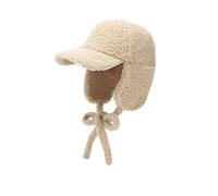 Generico Berretto da Baseball con Protezione for Le Orecchie in Pile Invernale for Uomo Donna Berretto da Volo in Pile di Agnello Caldo Berretto da Ciclismo all'aperto(Beige)