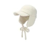 Generico Berretto da Baseball con Protezione for Le Orecchie in Pile Invernale for Uomo Donna Berretto da Volo in Pile di Agnello Caldo Berretto da Ciclismo all'aperto(White)