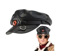 Generico Berretto da strillone gotico - Cappello da capitano da paggio Steampunk impermeabile in PU | Cappello da Pittore Cabbie per Festa di Carnevale in Discoteca da Donna, Accento Decorativo da