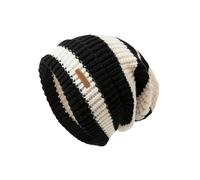 Generico Berretto invernale a righe for donna, lavorato a maglia, spesso, caldo, largo, antivento, protezione for le orecchie, cuffia da(3pcs)