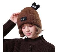 Generico Berretto Invernale Donna,Cappello Lavorato A Maglia con Orecchie Foderate Motivo A Gatto dei Cartoni Animati per l'inverno per Un Design Accogliente E Carino Berretto Termico per Il Freddo
