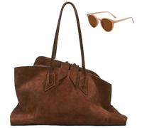 Generico Bevel Edge Suede Large Capacity Tote Bags, Retro Slouchy Chic Hobo Handbags for Women, Trendy Luxury Casual Shoulder Bag