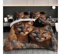 Generico Biancheria da Letto Marrone Chiaro Copripiumino Singolo 135x200 cm | Set di Copripiumino Modello Di Puma Animale in Microfibra Morbido ed Ipoallergenico con Cerniera per Bambini