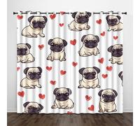 Generico Bianco 3D Tende da 2 Pannelli Ombreggiatura 59L x 137A CM Rosso Cuore D'Amore Carlino Poliestere Isolamento Termico Tenda per Finestra per Camera da Ietto Soggiorno Cucina Sala Giochi