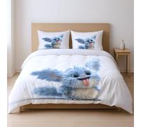 Generico Bianco Carino Animale Peloso Dei Cartoni Animati Set Di Piumoni Tocco Confortevole CopriPiumino Con Federa Adatto Ai Giovani 220 x 240cm Set Da Tre Pezzi