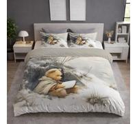 Generico Bianco Copripiumino,Moderno Orso Neve Libro Di Fiabe,Ultra Soft Non Si Stira copripiumini - Morbido, Tutto l'anno, Reversibile Copripiuminos, Facile Da Pulire Singolo150 x 220