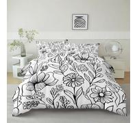 Generico Bianco Copripiumino Policotone 220 x 240 cm, Set Copripiumino Morbido e Ipoallergenico, Fiori Piante Boho 3 Pezzi Biancheria da Letto con 2 Federe 50 x 80 cm per Bambini e Adulti