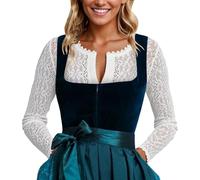 Generico Bianco Dirndl Bluse Elegante Camicetta Oktoberfest da Donna Camicia Bavarese Donna Scollatura A V Bianco per Adulti Costumi da Festa della Birra Bavarese (2-White, XL)