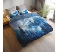 Generico bianco Parure letto, set copripiumino 135 x 200 cm, biancheria da letto double face in microfibra spazzolata, arte foresta di pini astratta facile cura, adatto ad adulti e bambini