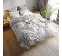 Generico bianco Parure letto, set copripiumino 155 x 220 cm, biancheria da letto double face in microfibra spazzolata, marmo liquido astratto facile cura, adatto ad adulti e bambini