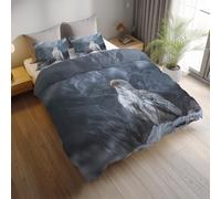 Generico bianco Parure letto, set copripiumino 155 x 220 cm, biancheria da letto double face in microfibra spazzolata, aquila albina realistica facile cura, adatto ad adulti e bambini