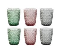 Generico Bibihome - Set da 6 bicchieri in cristallo Sollievo in 3 colori di Item International finemente intagliati e molto resistenti (240 ml)