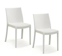 Generico BICA COPPIA -2 PEZZI SEDIA SEDIE PERLA PER BAR RISTORANTE GIARDINO COLORE BIANCO SENZA BRACCIOLO IN POLIPROPILENE