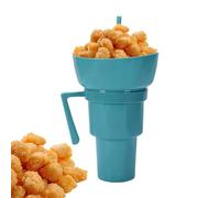 Generico Bicchiere Con Cannuccia,Contenitore Portasnack Integrato - Contenitore Multiuso per Esterno Casa Trasporto con Maniglia adatto a Popcorn Frutta Dolci Bambini Adulti
